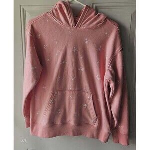 Champion Girls Pink Hoodie XL – All Over Logo Print Pullover Sweatshirt